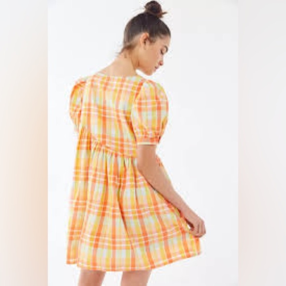 URBAN OUTFITTERS Plaid Asymmetrical Babydoll Carousel Dress - Picture 2 of 11